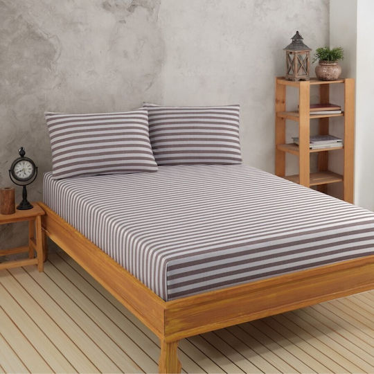 Enlora Home Σετ Υπέρδιπλο 3τμχ 160x200εκ. με Λάστιχο Brown