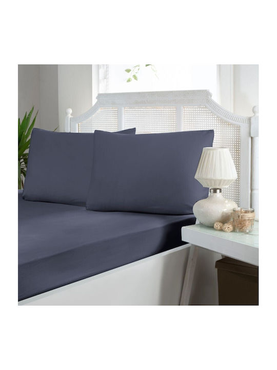 First Choice Set Cearșaf cu 2 Fețe de pernă Super dublu 240x260cm. Blue (eclipse) 3buc