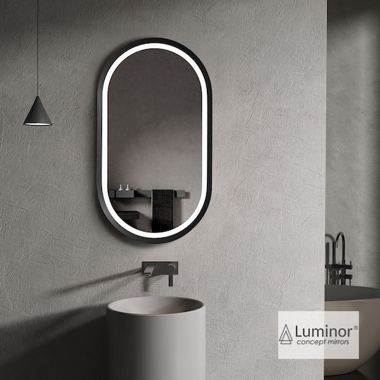 Luminor Rechteckiger Badezimmerspiegel Mit LED Aus Metall 45x90cm Schwarze