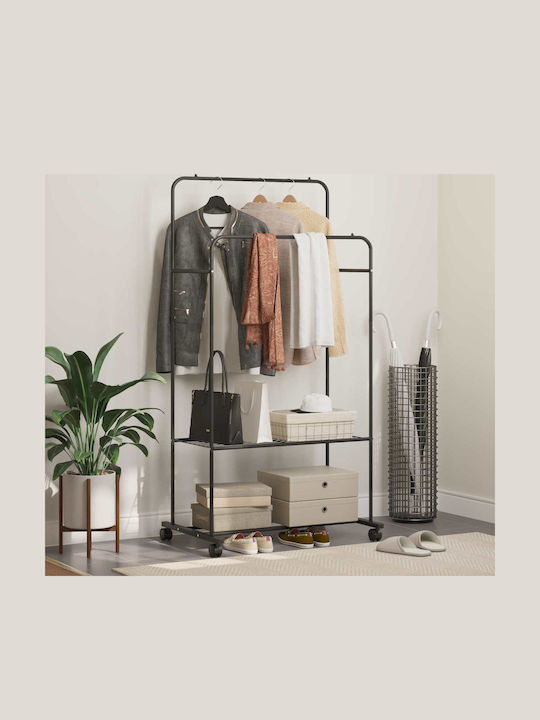 vidaXL Floor Garment Rack made of Metal Black 80x53x156cm