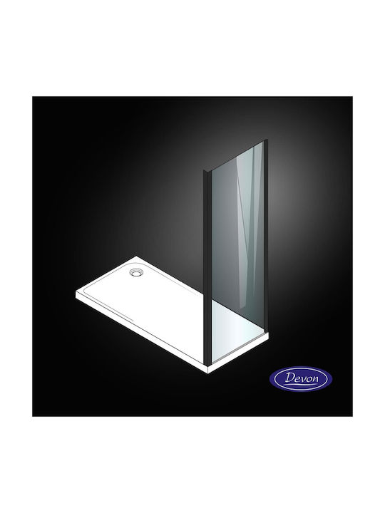 Devon Partea fixă Duș 77-79x195cm Sticlă curată Negru mat
