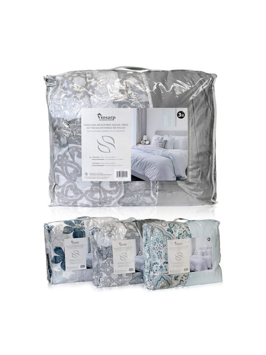 Viosarp Duvet Set Double with Microfiber Filling 200x220cm Gray 3pcs