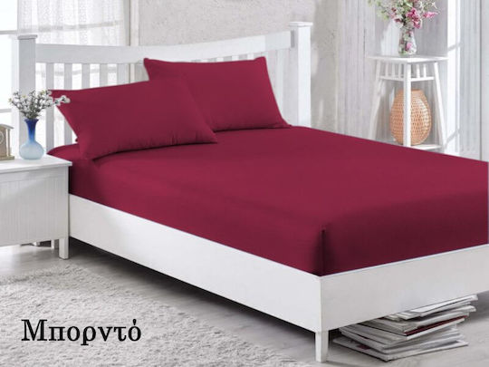 Bettlaken Super-Doppel mit Gummiband 160x200cm. Bordeaux