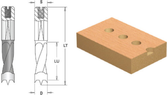 Burghiu CMS Găuri Orbe Spirală Cilindrică Tijă Aplatizată D 8x43x70 Z2+2 Stg