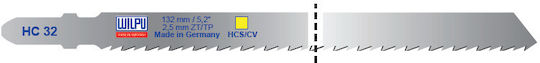 Hc 32 Hcs Cv Blade Vertical Saw T-shank of Wood 5 Pieces Size 132 x 7.8 x 1.45 Mm