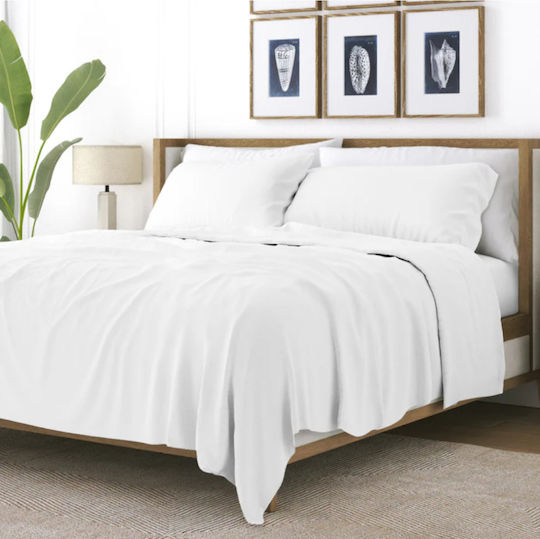 My Home Luxury Sheet Sets Single with Elastic 100x200+30cm. White 4pcs