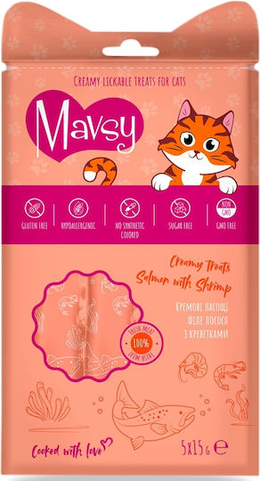 Λιχουδιά Γάτας Mavsy Creamy Salmon Shrimps 5 X 15gr