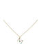 Excite-Fashion Necklace Monogram "Μ" from Gold Plated Silver with Zircon