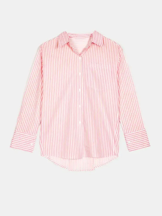 Gestreiftes Rosa Damenhemd Größe Xl