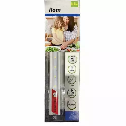 LED Лампа За Монтаж Под Шкаф Hi Lite Rom 3651335-b9540 Сензорен Контрол 50cm 480lm 5.5 W Енергиен Клас A+ 4000K Неутрално Бяло Сребриста