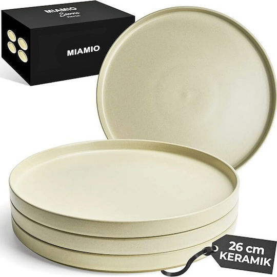 Miamio Σερβίτσιο Πιάτων Κεραμικό Μπεζ 4τμχ Miamio Σερβίτσιο Πιάτων Κεραμικό Μπεζ 4τμχ