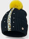 Pom Pom Beanie Γυναικείος Σκούφος Πλεκτός σε Μαύρο χρώμα