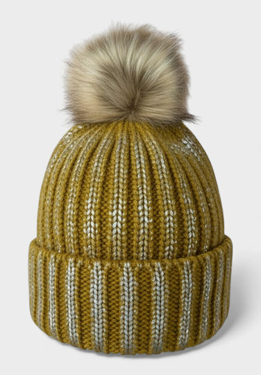 Pom Pom Beanie Frauen Beanie Gestrickt in Gelb Farbe