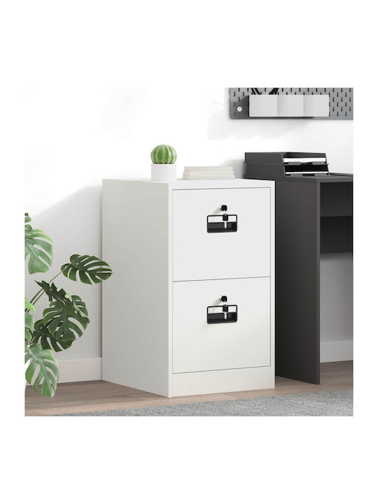 Office Storage Metal Drawer with Lock & Drawers White L44xW50xH106.5cm