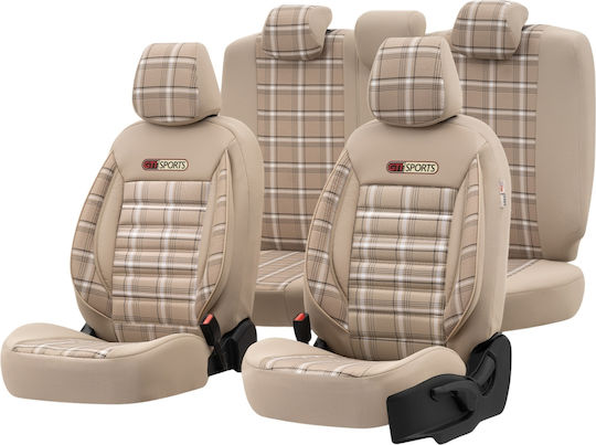 Car Cover Set 11pcs Cotton Sports Design Beige