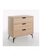 Neon Wooden Chest of Drawers with 3 Drawers Natural 80x39x83cm