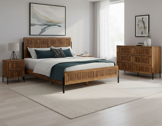 Συρταριέρα Κρεβατοκάμαρας Elvendor Plus mit 6 Schubladen Braun 121x46x83.5cm