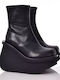 Leather Women's Ankle Boots Platform Black