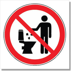 Σήμανση Αυτοκόλλητη 10x10cm Wc “απαγορεύεται Η Ρίψη Χαρτιών Στην Τουαλέτα” Κόκκινο Άσπρο Μαύρο 3mm Pvc
