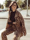 Oversized Jacket Lumina Animal Print Καφέ Μέγεθος One Size