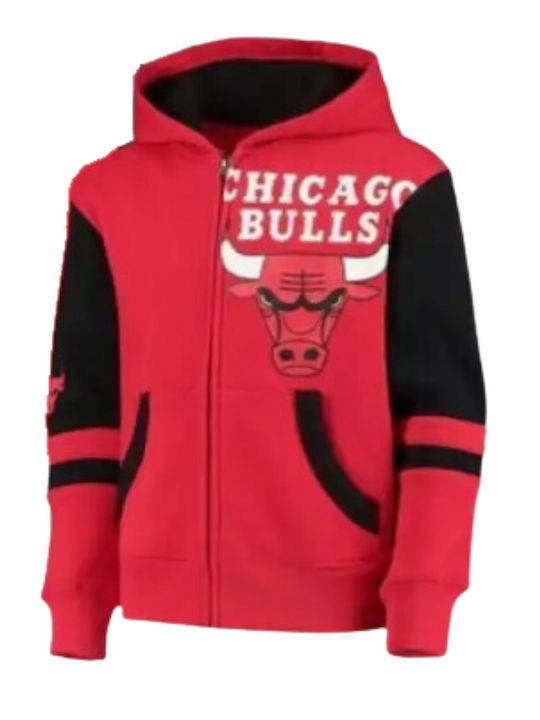 Kinder-Sweatshirt Strickjacke mit Kapuze und Taschen Rote Chicago Bulls