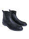 Leather Black Men's Boots Waterproof with Zipper
