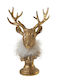 Christmas Decorative Reindeer Head Polyester Gold 17x12x26cm Zen Collection 25.38.52059 Set 2 Pieces Material Polyester White Zen Collection 25.38.52059