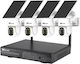 Sistem Profesional de Supraveghere Wireless de Exterior cu 4 Camere 360° Încărcare Solară 4 Canale Hd 4mp Nvr Ir 30m