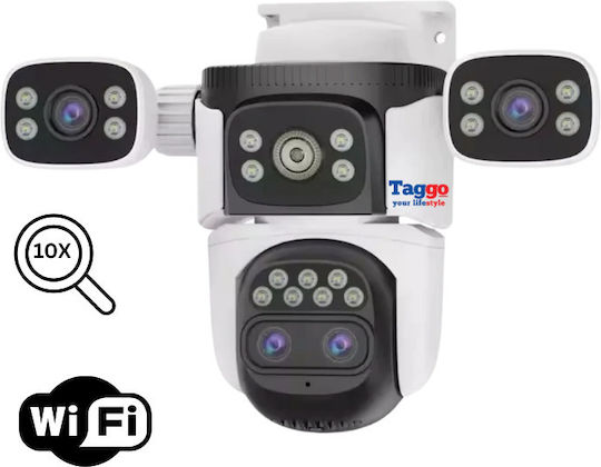 Cameră Supraveghere Wifi 16MP – Zoom 10x Vedere Nocturnă Color Audio Bidirecțional Detectare Mișcare Urmărire Automată Multi Obiectiv
