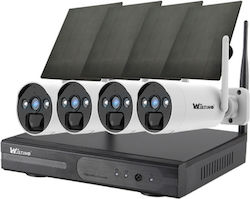 Sistem Profesional de Supraveghere cu 4 Camere Cctv Încărcare Solară Hd 4mp Wireless Nvr Ir 30m