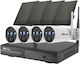 Sistem Profesional de Supraveghere cu 4 Camere Cctv Încărcare Solară Hd 4mp Wireless Nvr Ir 30m