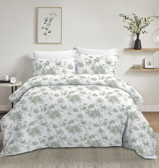 Olia Home Σετ Υπέρδιπλο 4τμχ 160x200+35εκ. με Λάστιχο Dusty Green