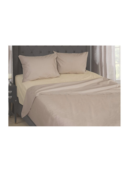 Flamingo Sheet Set with 2 Pillowcases Super-Double 240x260cm. Rainbow Smoke-beige 3pcs