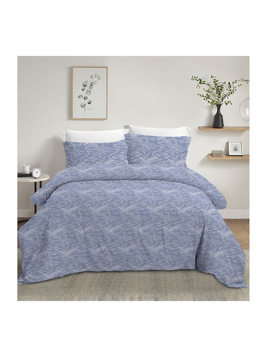 Olia Home Σετ Σεντόνια Υπέρδιπλα με Λάστιχο 160x200+35εκ. Dusty Blue (4τμχ)