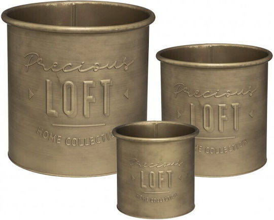 Atmosphera Golden Loft Metal Plant Pots Beige Set of 3