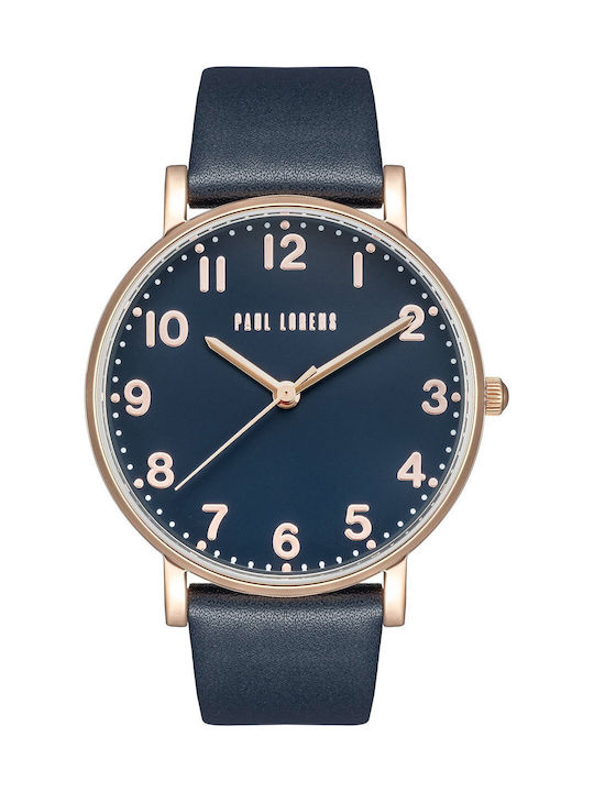 Paul Lorens Ceas Barbatesc 41mm cu Baterie cu Curea din Piele Albastră