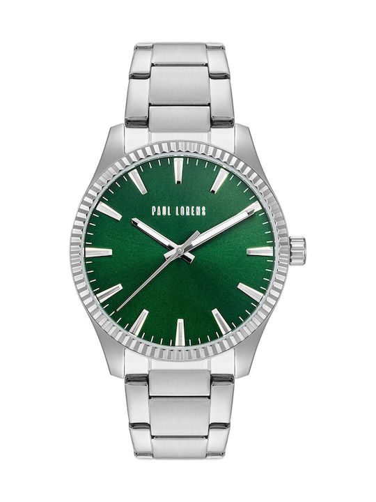 Paul Lorens Мъжки Часовник 43mm На Батерия със Сребриста Метална Гривна
