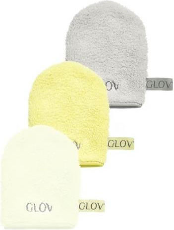 Glov Water-only Skin Makeup Removal Facial Cleansing Glove Set Baby Banana + Ivory + Silver Stone 3pcs