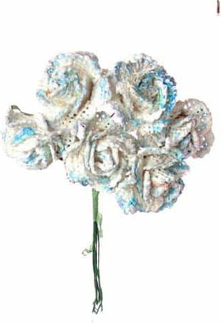Buchet din Flori Artificiale Trandafir Albastru 13cm 12buc JK Home Decoration