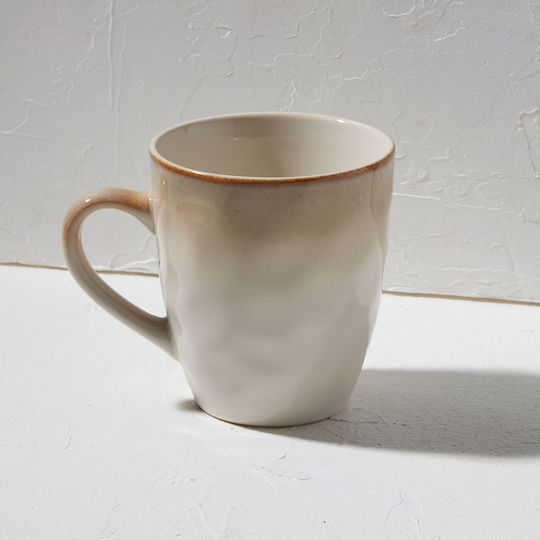 Estia Vignette Stoneware Κούπα Κεραμική Λευκή 400ml 4τμχ