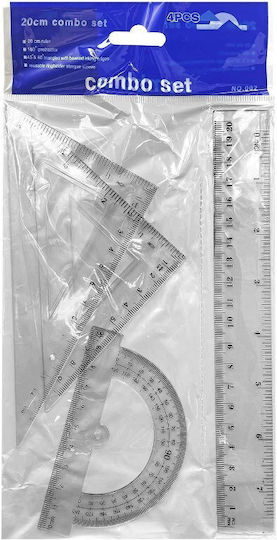 Justnote Set Instrumente Geometrice Plastic Transparent 20cm 8146