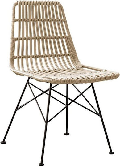 Outdoor Chair Metallic Black/Natural 48x59x80cm