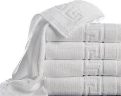 Fragente Set of 4 Hotel Bathroom Towels White Meander