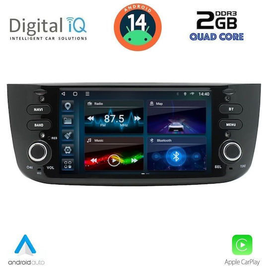 Digital IQ Car Audio System for Fiat Grande Punto 2007-2017 (Bluetooth/USB/AUX/WiFi/GPS/Apple-Carplay/Android-Auto) with Touch Screen 7"