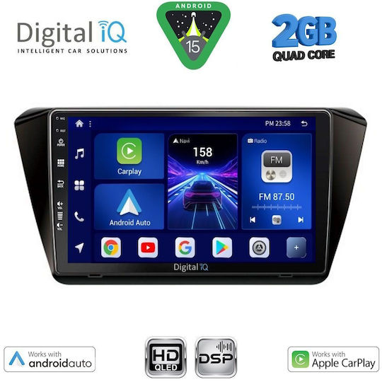 Digital IQ Ηχοσύστημα Αυτοκινήτου για Skoda Superb 2015-2023 (Bluetooth/USB/WiFi/GPS/Apple-Carplay/Android-Auto) με Οθόνη Αφής 10"