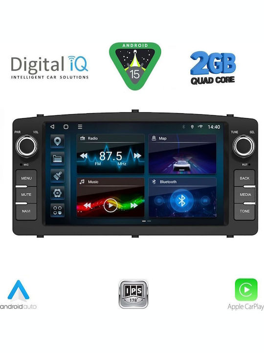 Digital IQ Sistem Audio Auto pentru Toyota Corolla 2000-2006 (Bluetooth/USB/WiFi/GPS/Apple-Carplay/Android-Auto) cu Ecran Tactil 7"