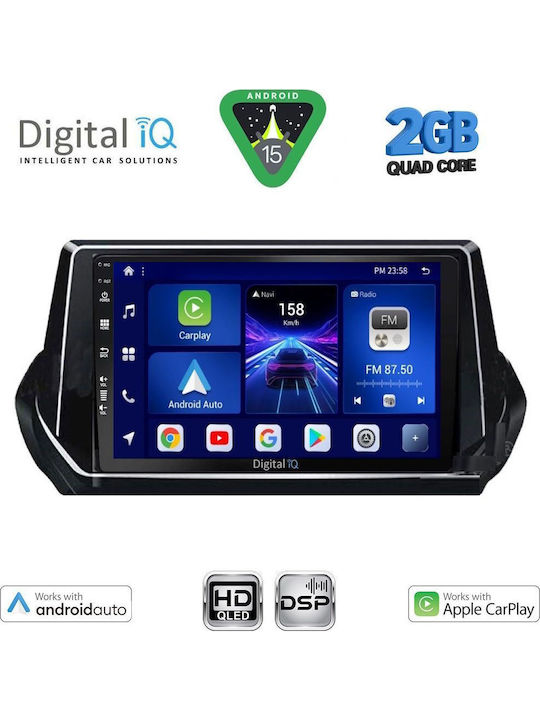 Digital IQ Car Audio System for Peugeot 208 2021-2026 (Bluetooth/USB/WiFi/GPS/Apple-Carplay/Android-Auto) with Touch Screen 9"