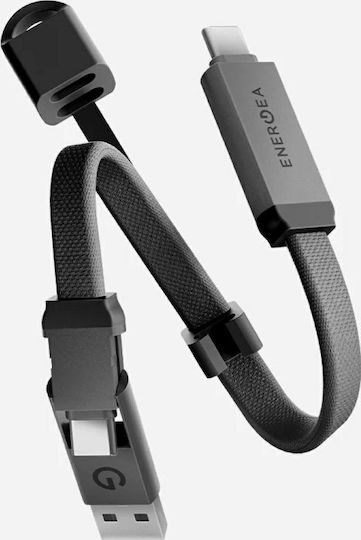 Energea Sheath Key 2-in-1 Cable Usb-c to Usb-c/Usb-a 480Mbps 60W 15cm Gunmetal Cbl-shthkey-gun015