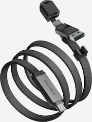 Energea Sheath Travel 2-in-1 Cable USB-C to USB-C/USB-A 480Mbps 60W 1.2m Gunmetal CBL-SHTHTRV-GUN120