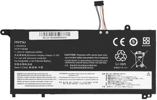 Mitsu Συμβατή Μπαταρία για Lenovo Thinkbook Lenovo L19D3PDA με 3000mAh